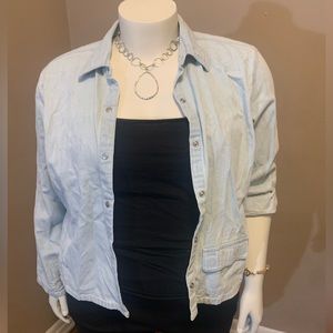 Chico Size 3 Button Up Light Weight Denim Shirt Jacket